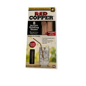 Red Copper Reusable Stainless Steel Drinking Straw